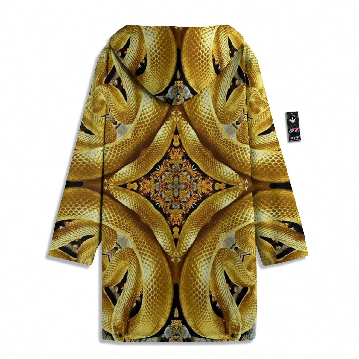 Golden Snake Kaleidoscope Print Men's Windbreaker Jacket-grizzshop