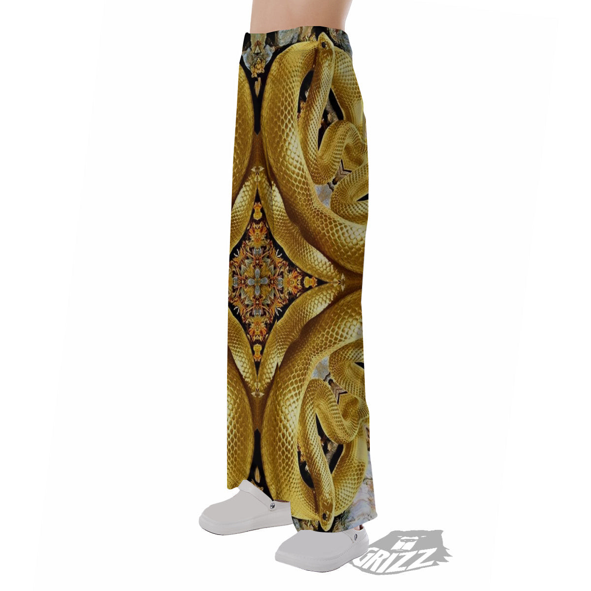 Golden Snake Kaleidoscope Print Pajama Pants-grizzshop