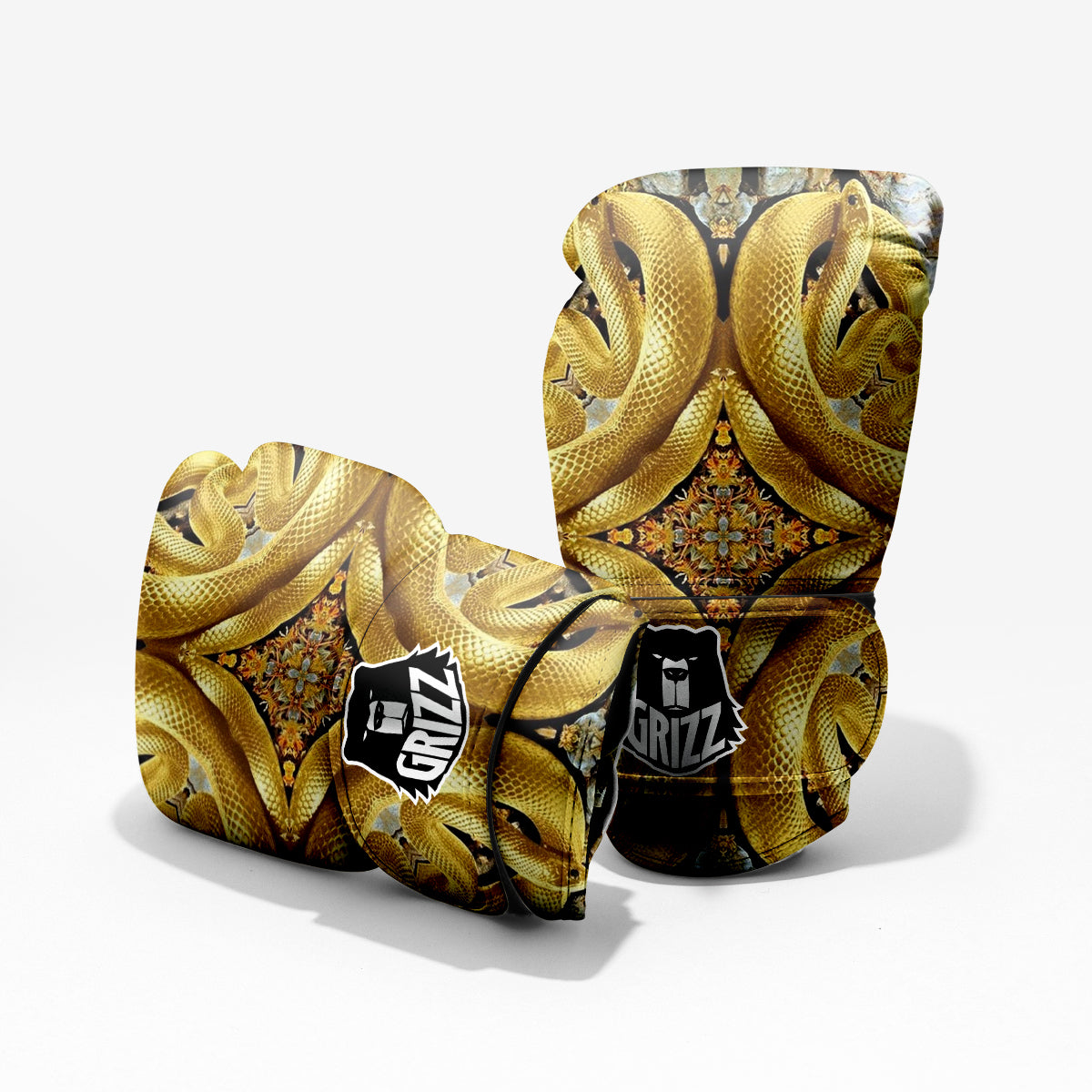 Golden Snake Kaleidoscope Print Pro Boxing Glove