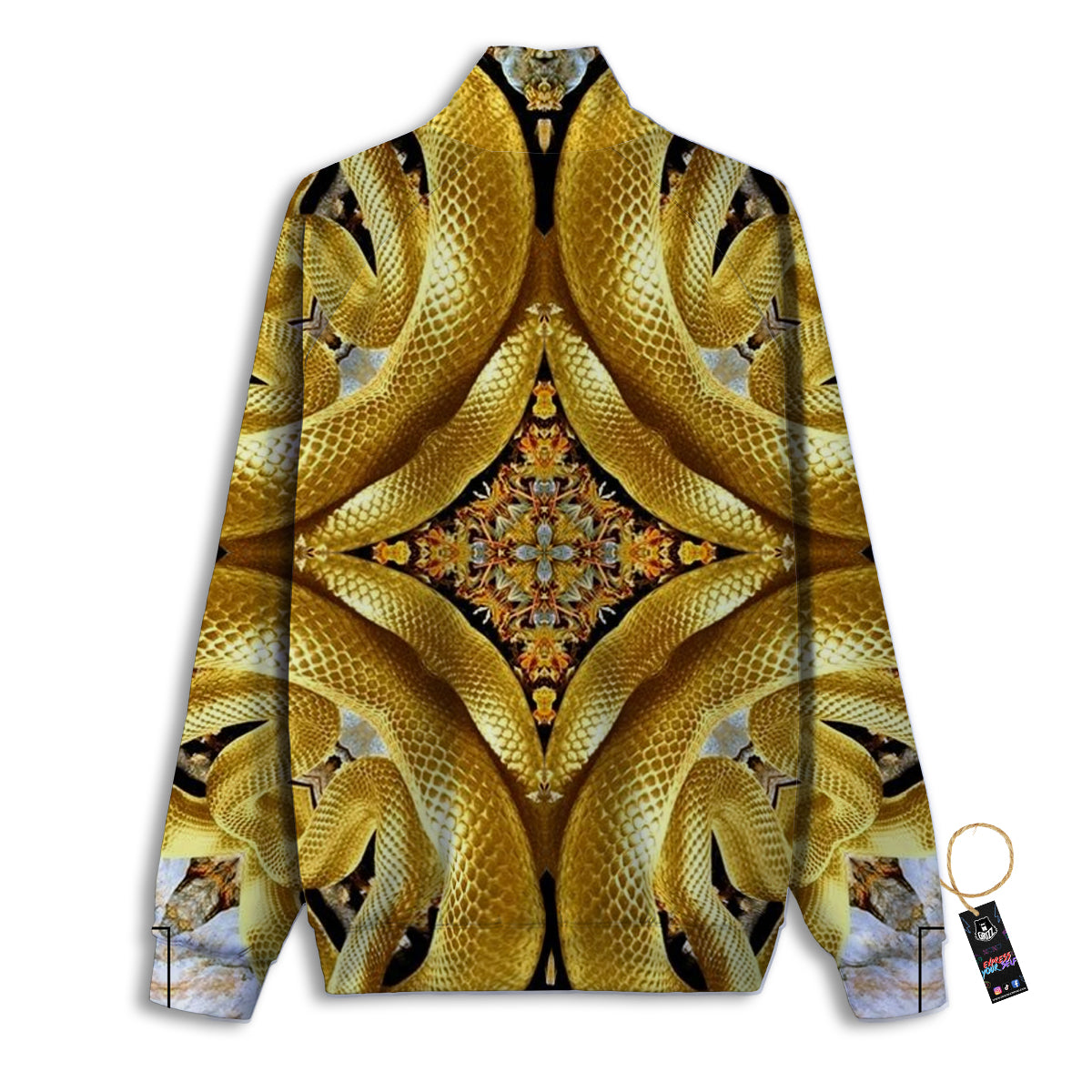Golden Snake Kaleidoscope Print Track Jacket-grizzshop