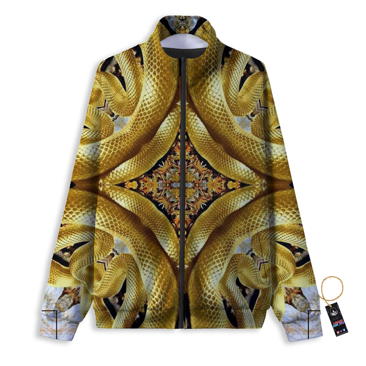 Golden Snake Kaleidoscope Print Track Jacket-grizzshop