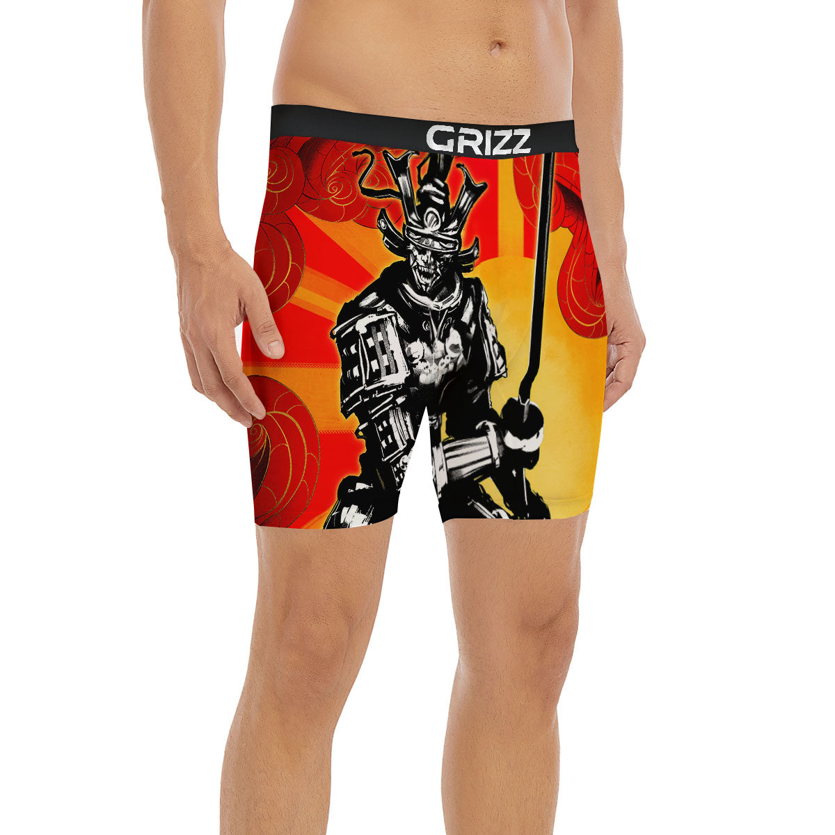 Golden Sun Samurai And Red Sky Print Boxer Briefs-grizzshop