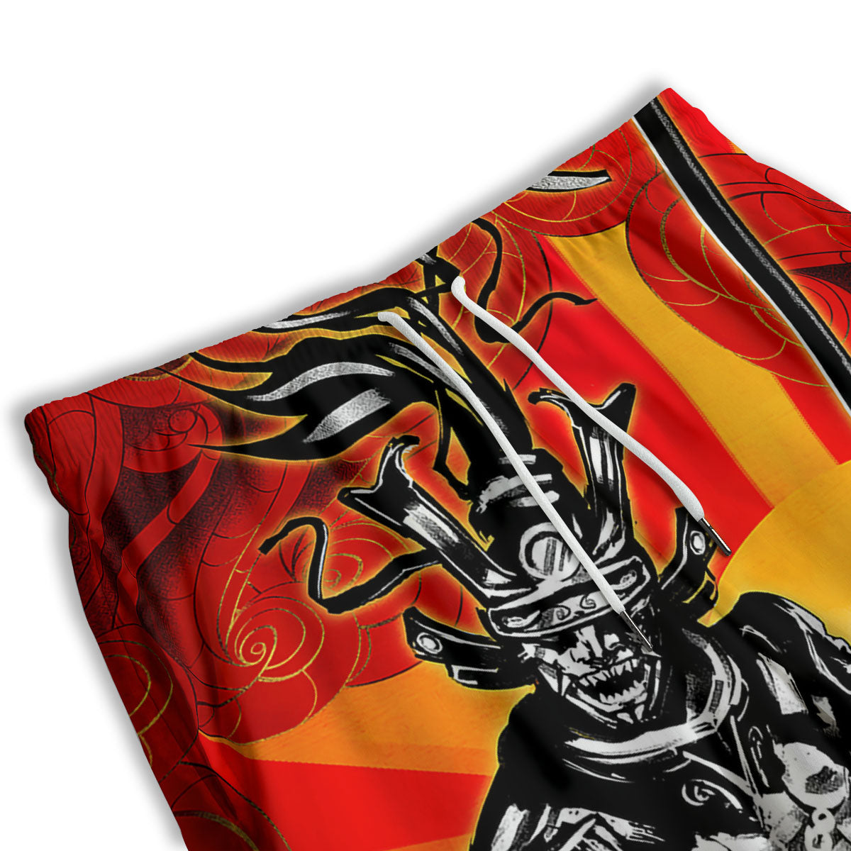 Golden Sun Samurai And Red Sky Print Men's Athletic Shorts