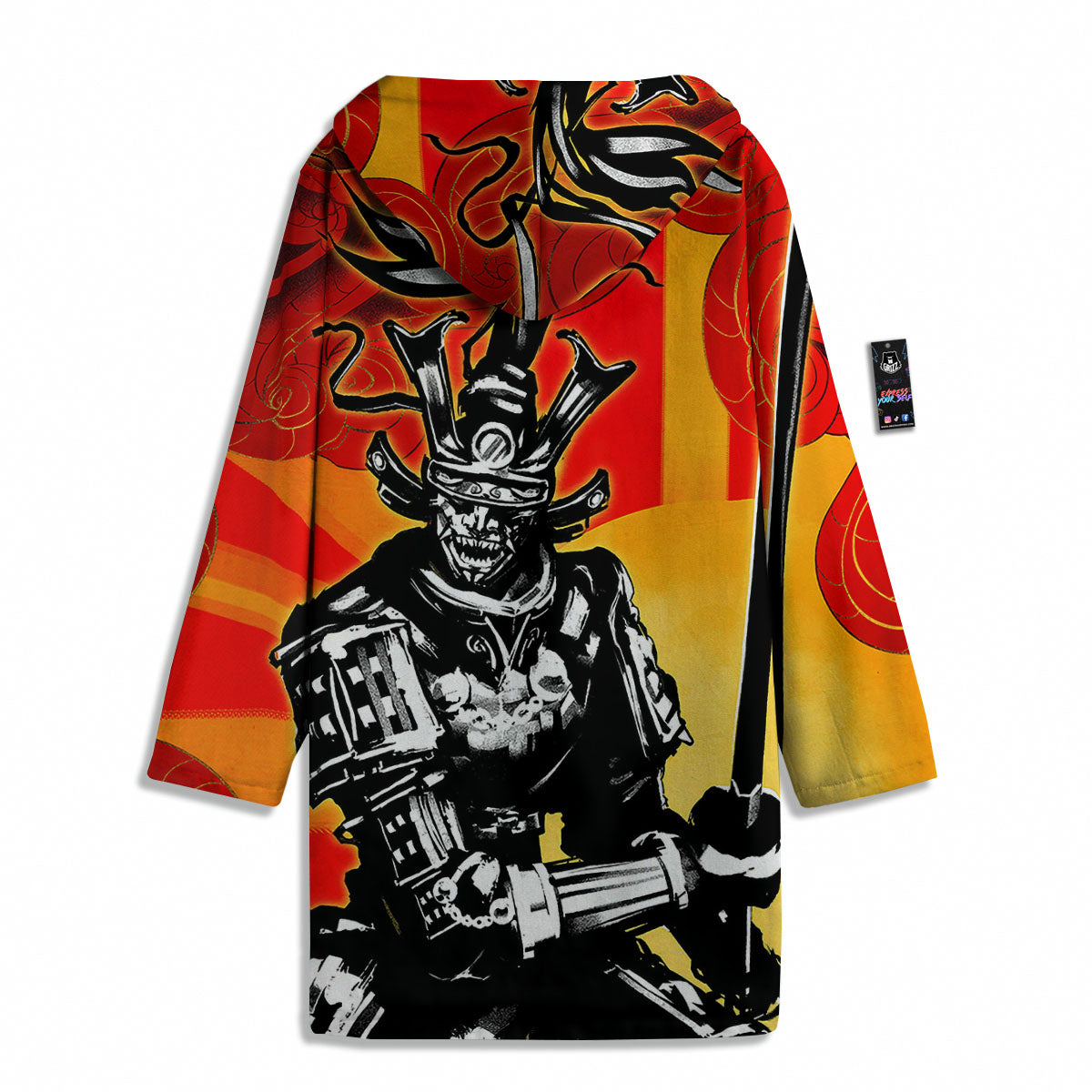 Golden Sun Samurai And Red Sky Print Men's Windbreaker Jacket-grizzshop