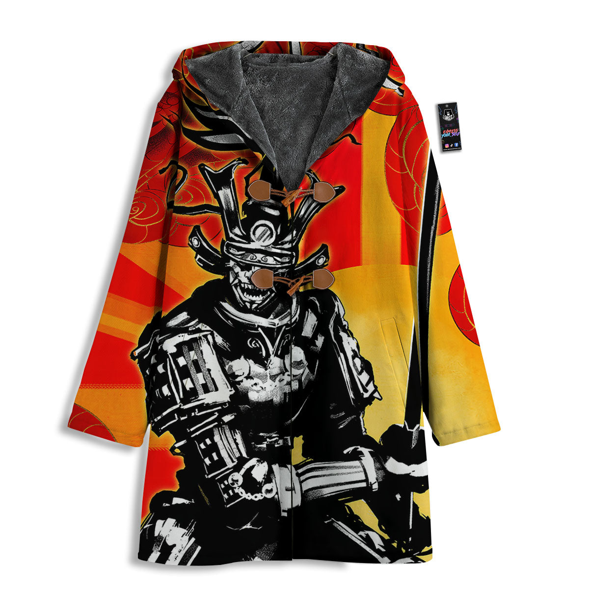 Golden Sun Samurai And Red Sky Print Men's Windbreaker Jacket-grizzshop