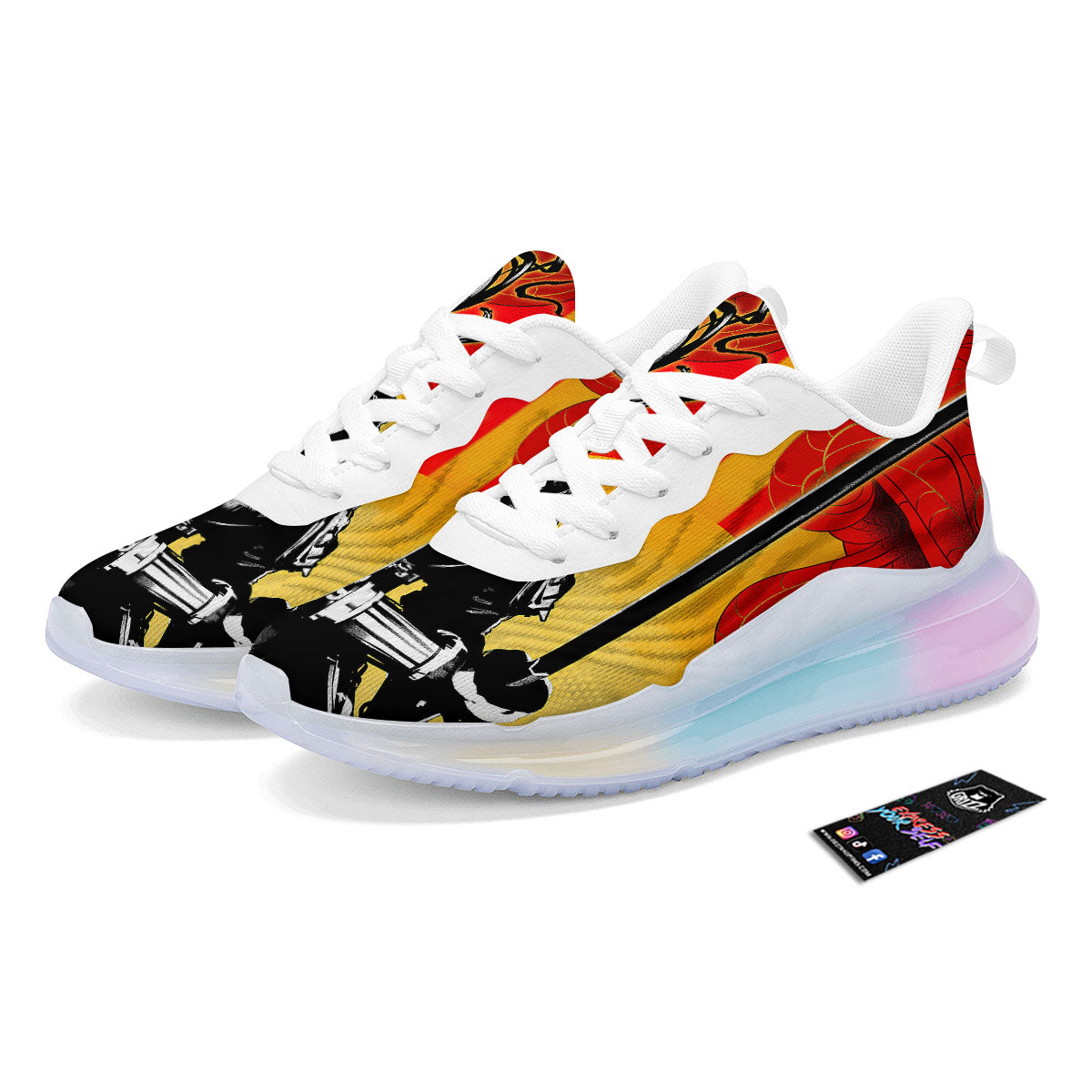 Golden Sun Samurai And Red Sky Print Running Sneakers-grizzshop