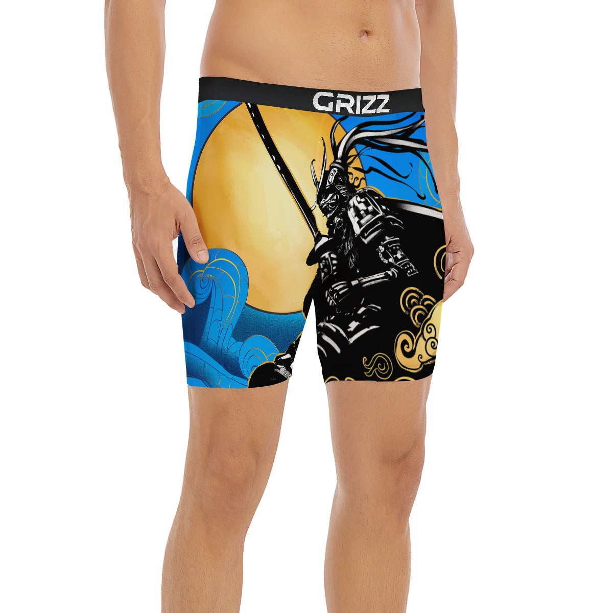 Golden Sun Samurai Blue Sky Print Boxer Briefs-grizzshop