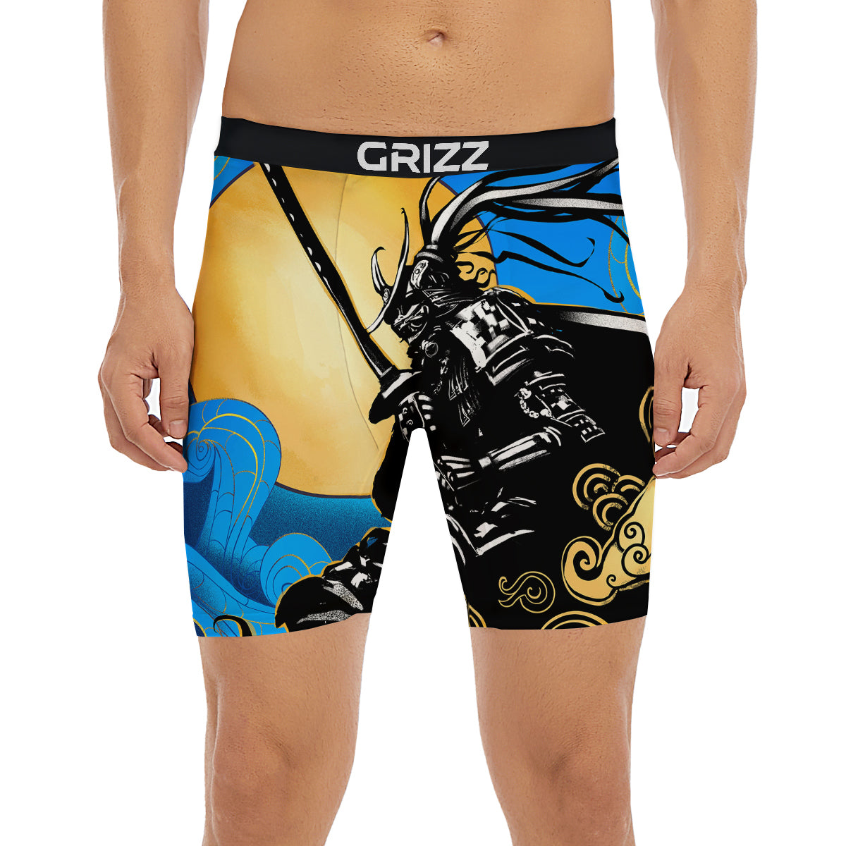 Golden Sun Samurai Blue Sky Print Boxer Briefs-grizzshop
