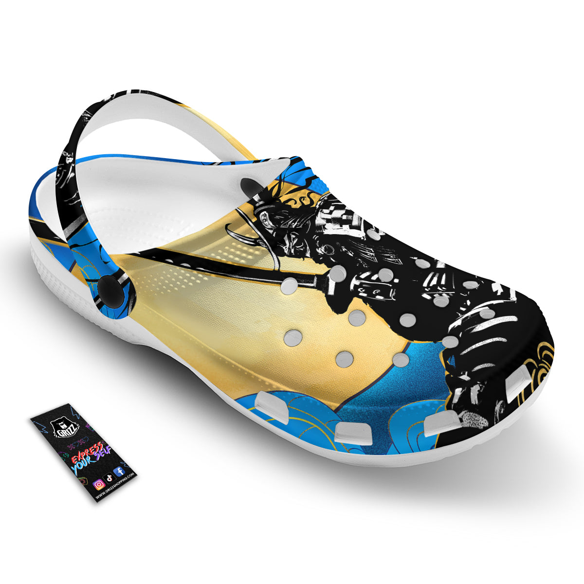 Golden Sun Samurai Blue Sky Print Clog-grizzshop