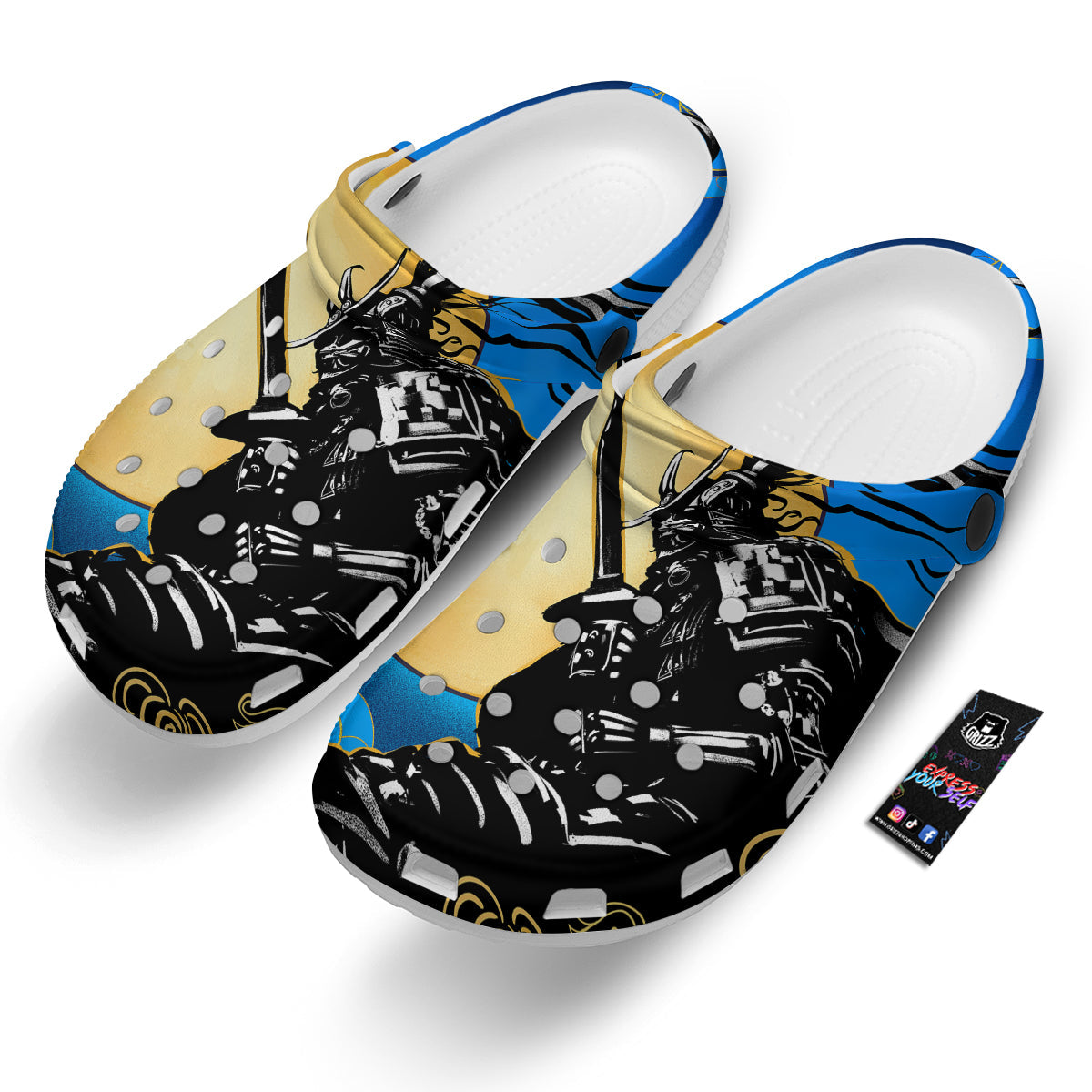 Golden Sun Samurai Blue Sky Print Clog-grizzshop