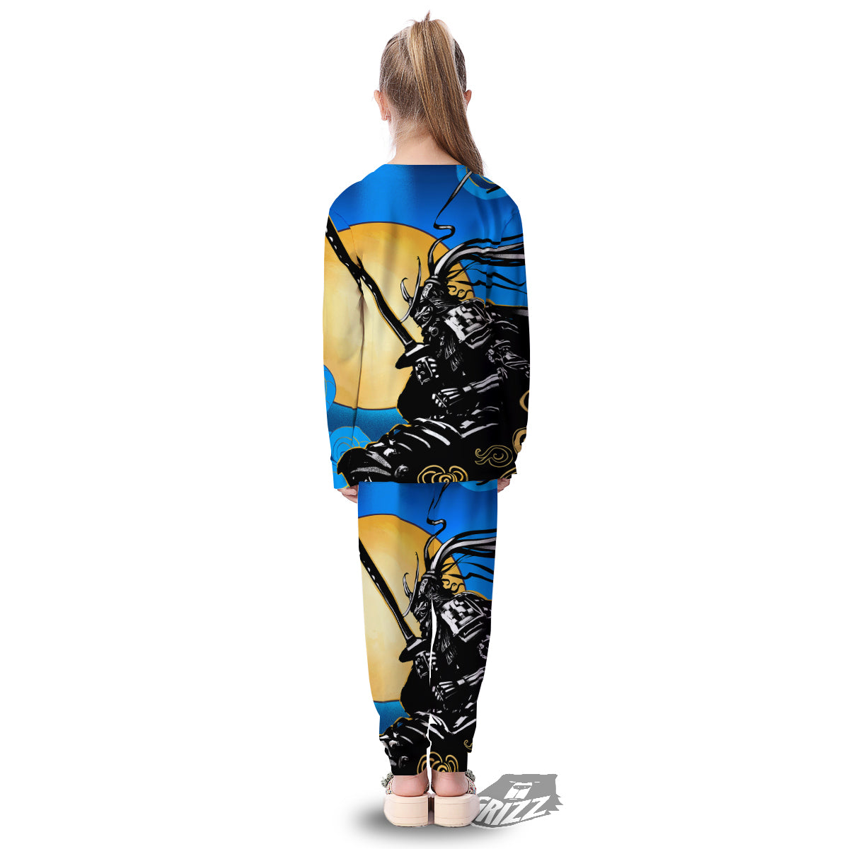 Golden Sun Samurai Blue Sky Print Kid's Pajamas-grizzshop