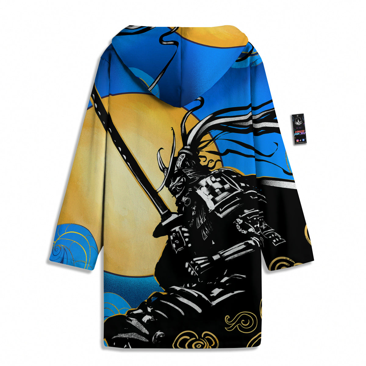 Golden Sun Samurai Blue Sky Print Men's Windbreaker Jacket-grizzshop