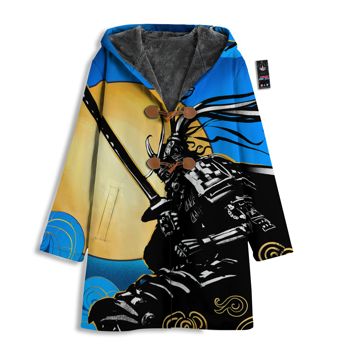 Golden Sun Samurai Blue Sky Print Men's Windbreaker Jacket-grizzshop