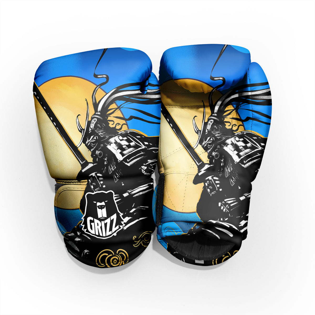 Golden Sun Samurai Blue Sky Print Pro Boxing Glove