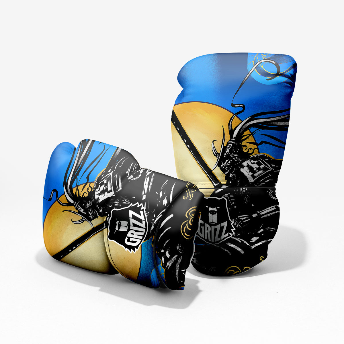 Golden Sun Samurai Blue Sky Print Pro Boxing Glove