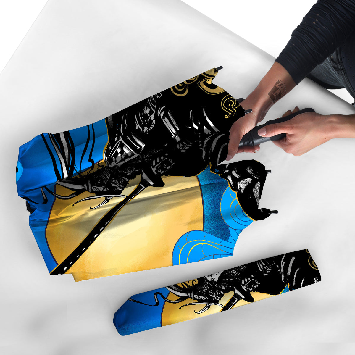 Golden Sun Samurai Blue Sky Print Umbrella-grizzshop
