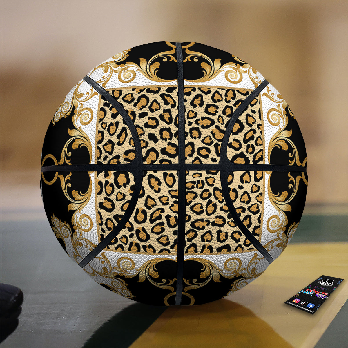 Golden Baroque And Leopard Print Basketball