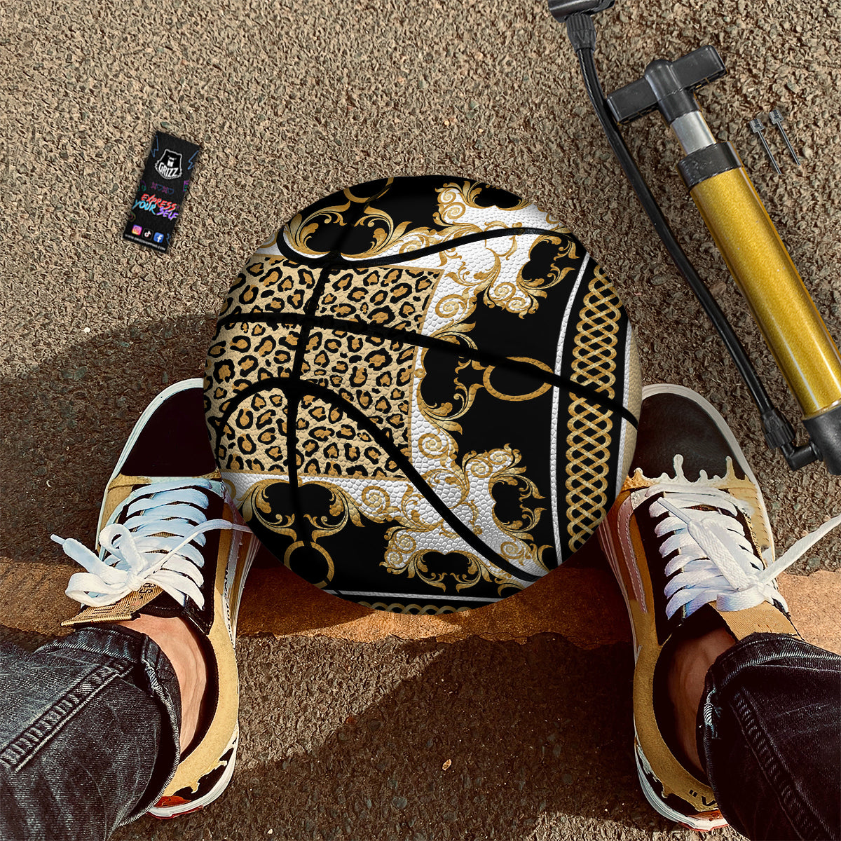 Golden Baroque And Leopard Print Basketball