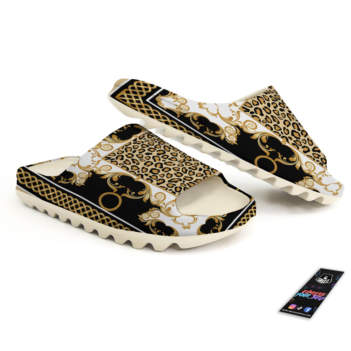 Golden Baroque And Leopard Print Sandals-grizzshop