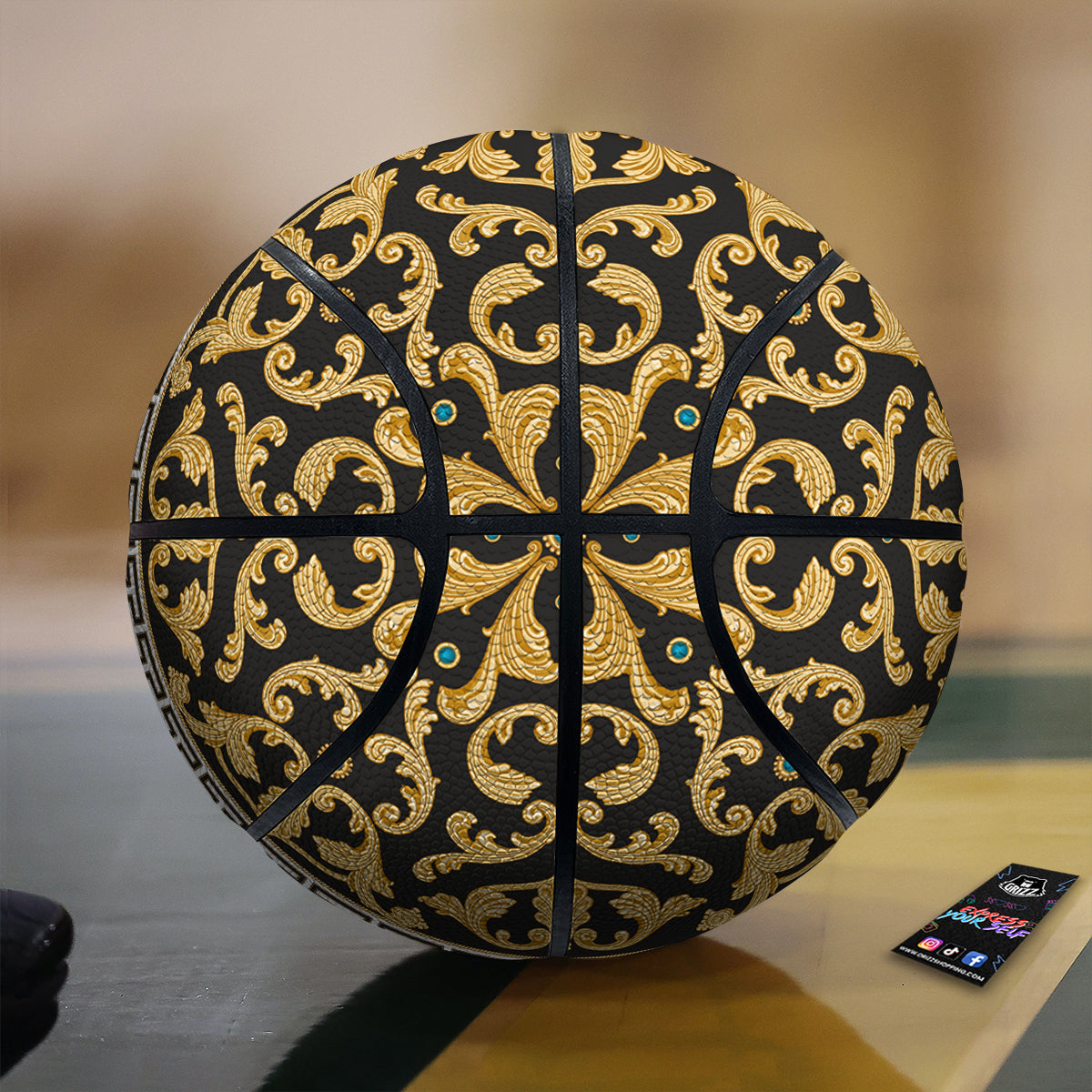 Golden Baroque Leopard Skin Print Basketball