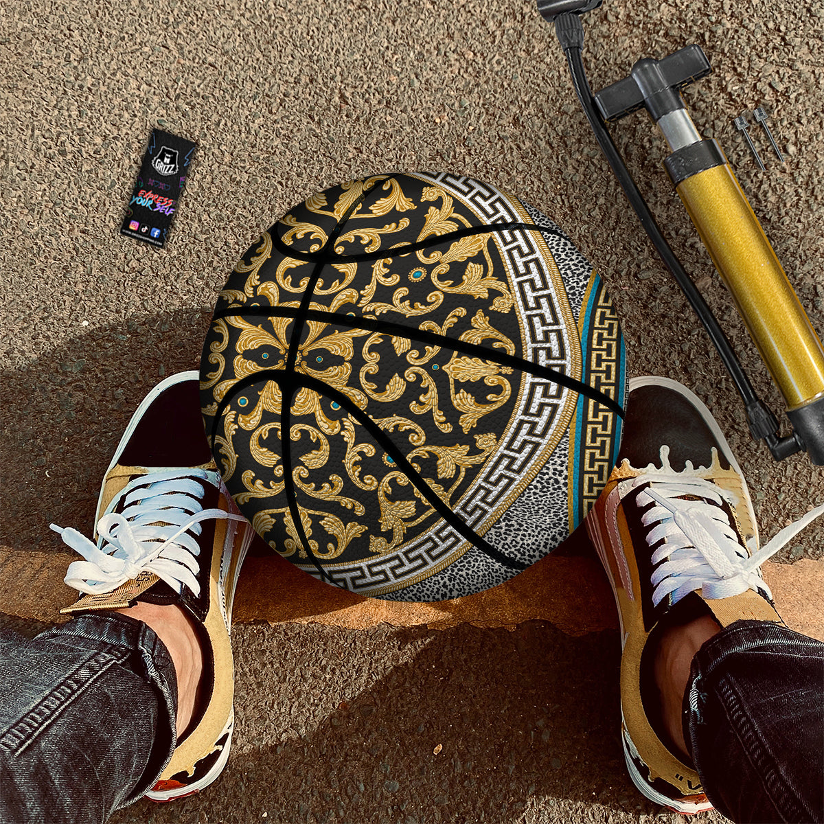 Golden Baroque Leopard Skin Print Basketball