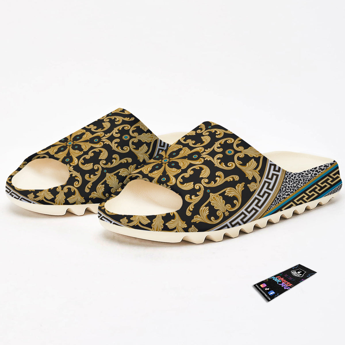 Golden Baroque Leopard Skin Print Sandals-grizzshop