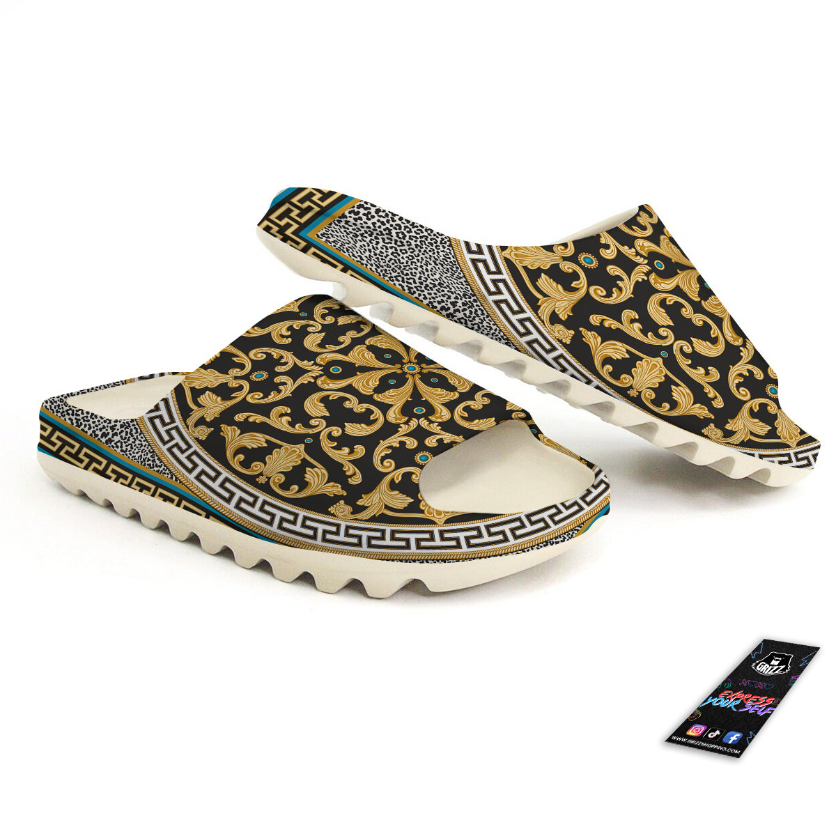 Golden Baroque Leopard Skin Print Sandals-grizzshop