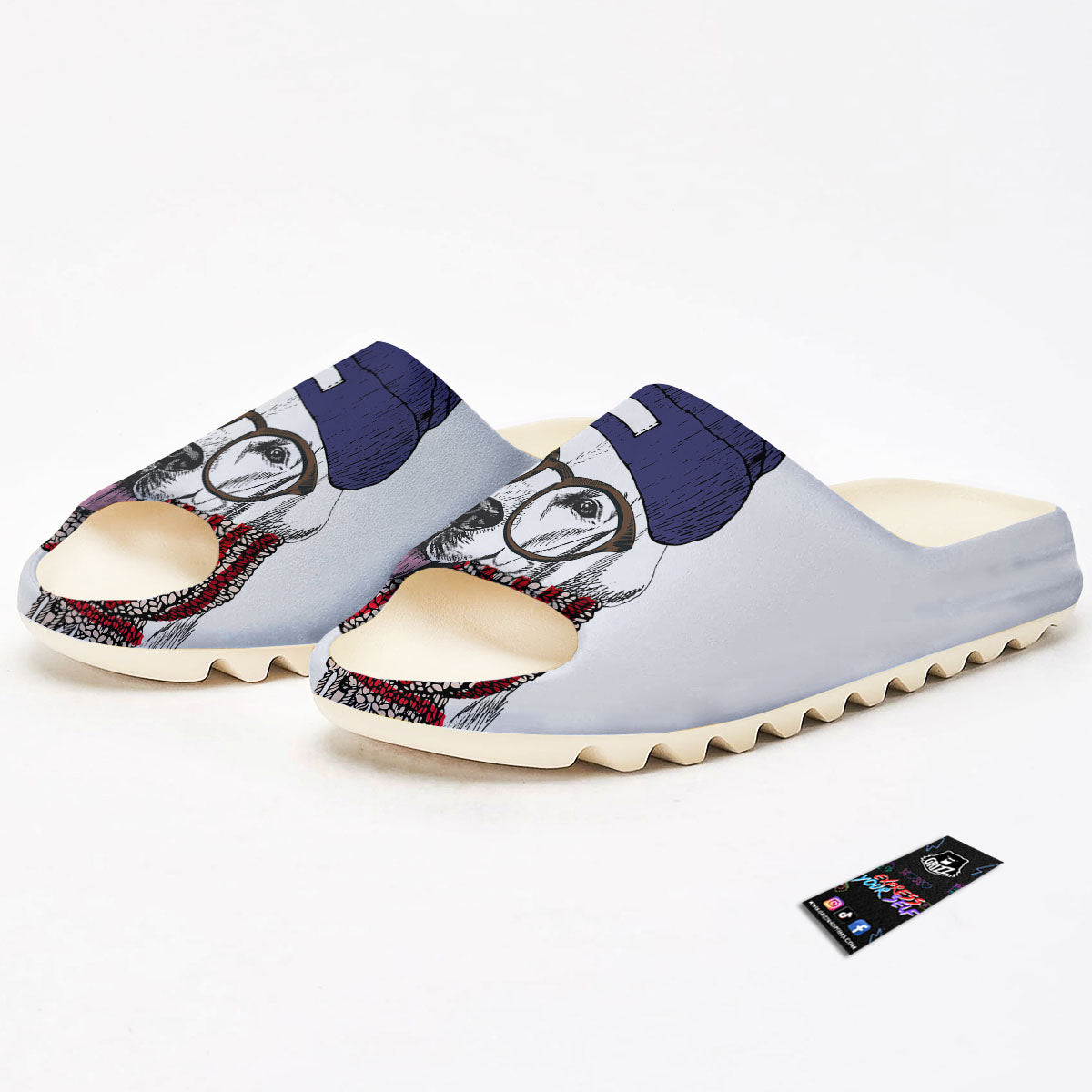 Golden Retriever Hipster Print Sandals