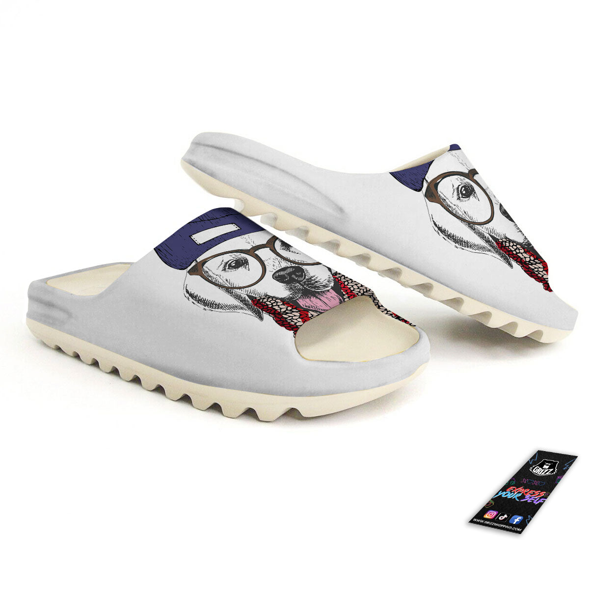 Golden Retriever Hipster Print Sandals