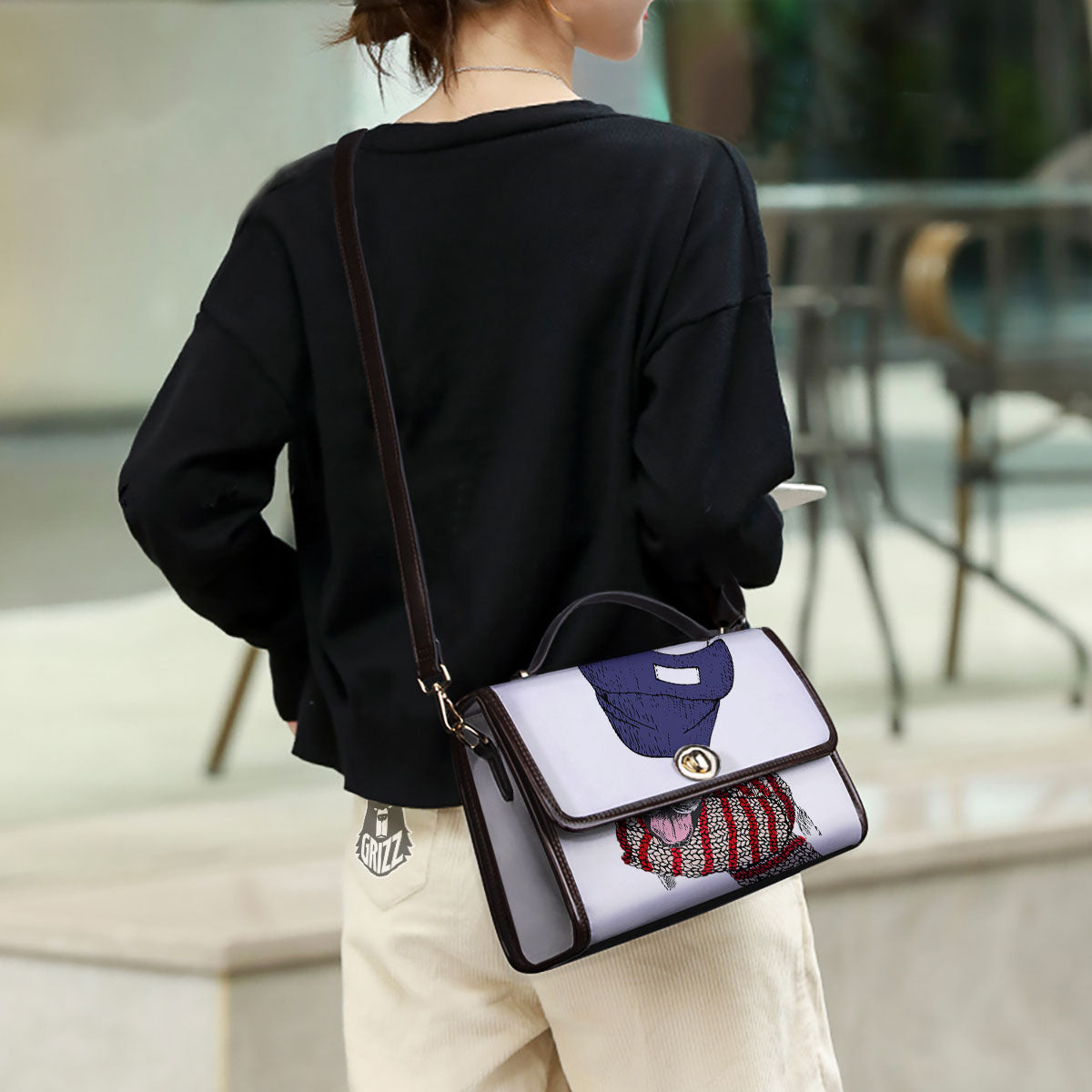 Golden Retriever Hipster Print Women's Satchel Bag