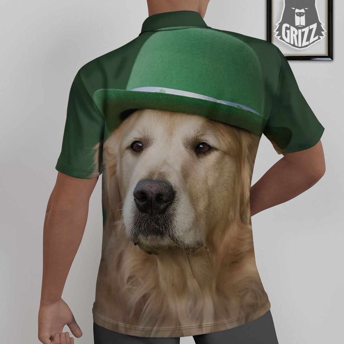 Golden Retriever Patrick's Day Print Untucked Shirts-grizzshop