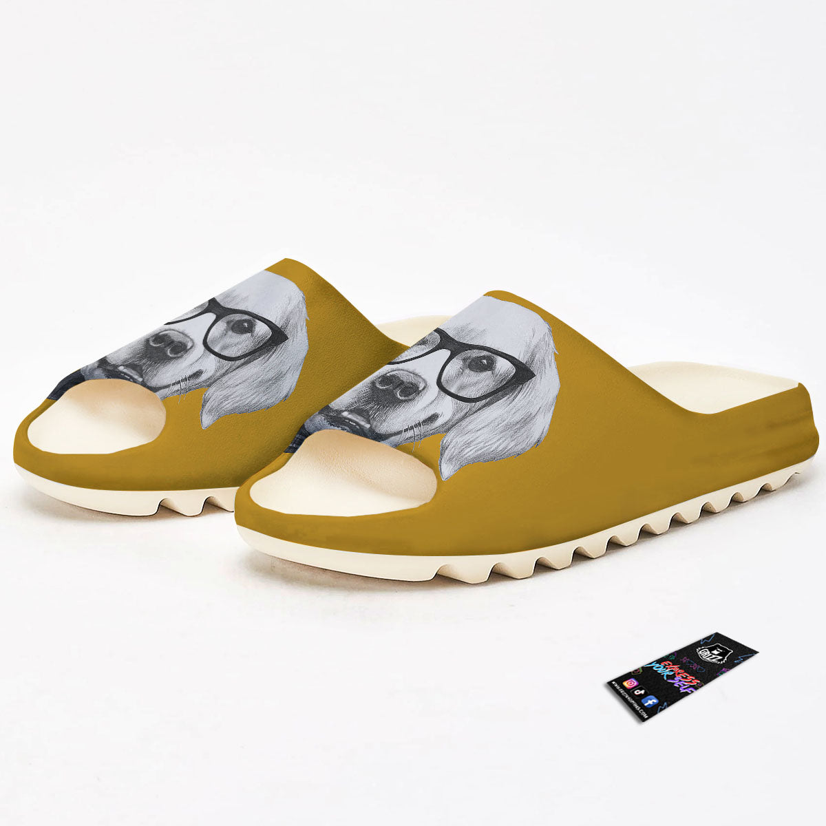 Golden Retriever With Glasses Print Sandals