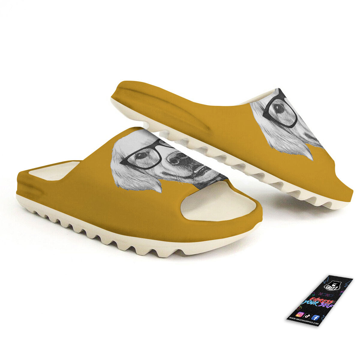 Golden Retriever With Glasses Print Sandals