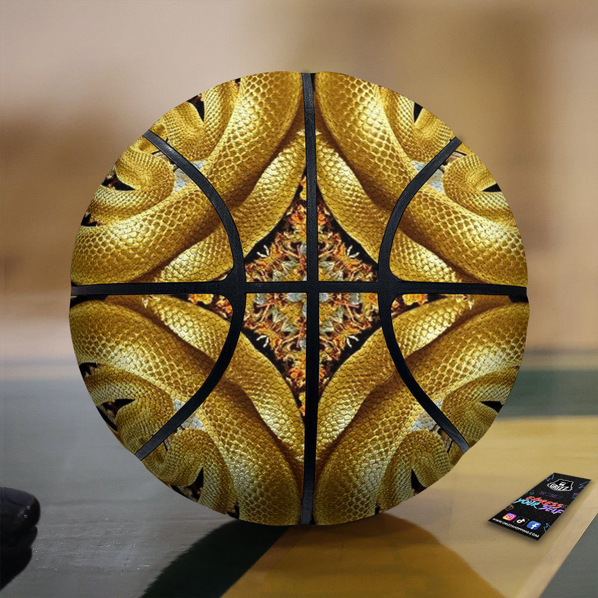Golden Snake Kaleidoscope Print Basketball