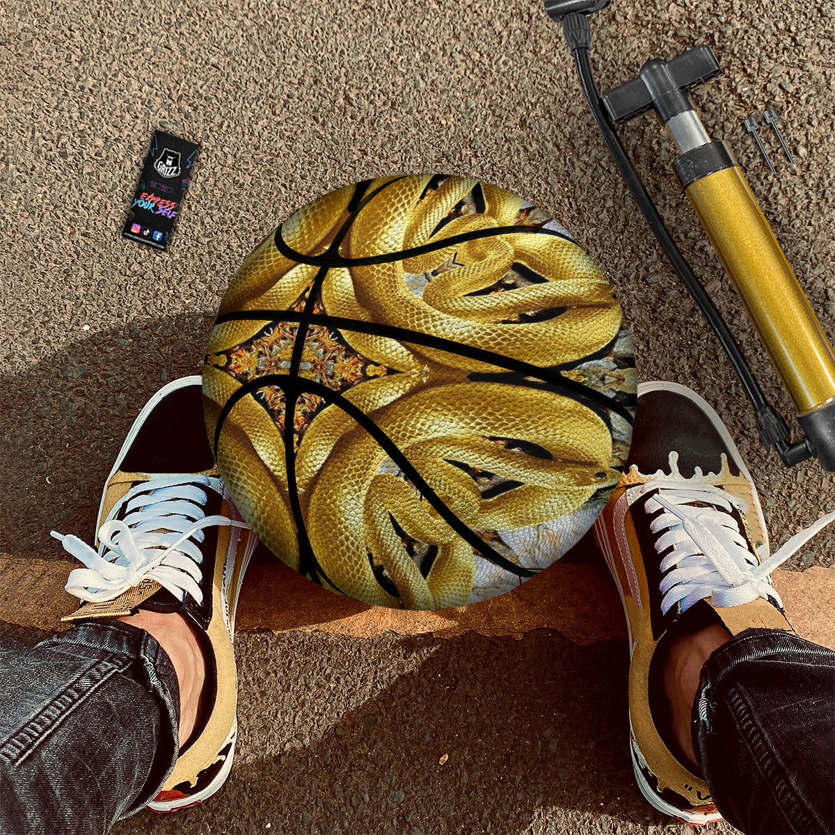Golden Snake Kaleidoscope Print Basketball