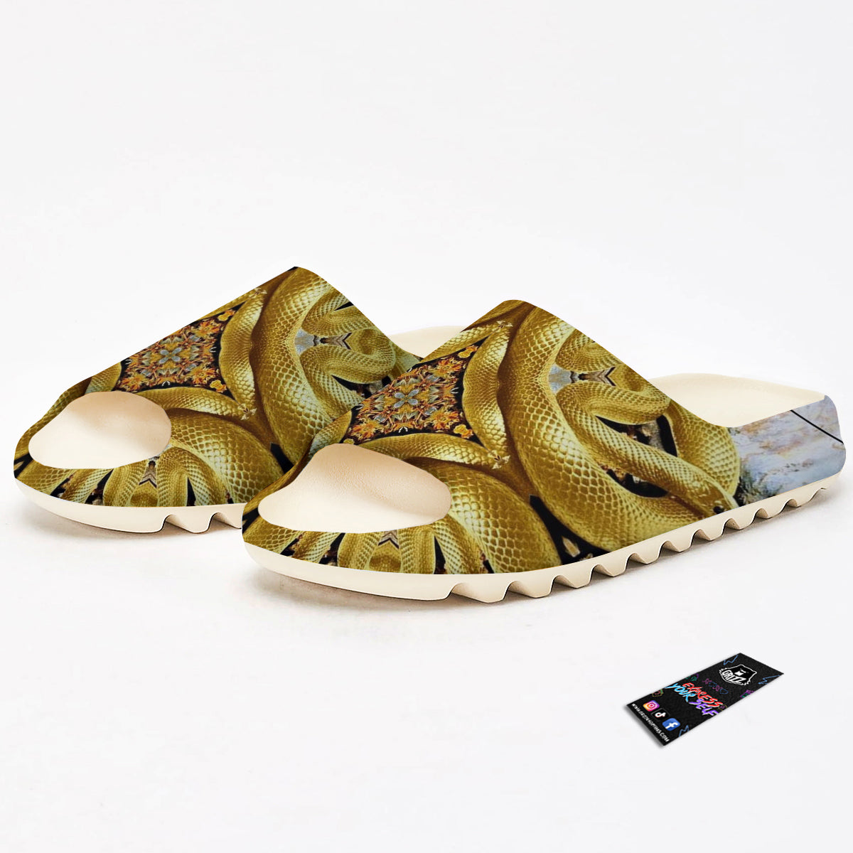 Golden Snake Kaleidoscope Print Sandals-grizzshop