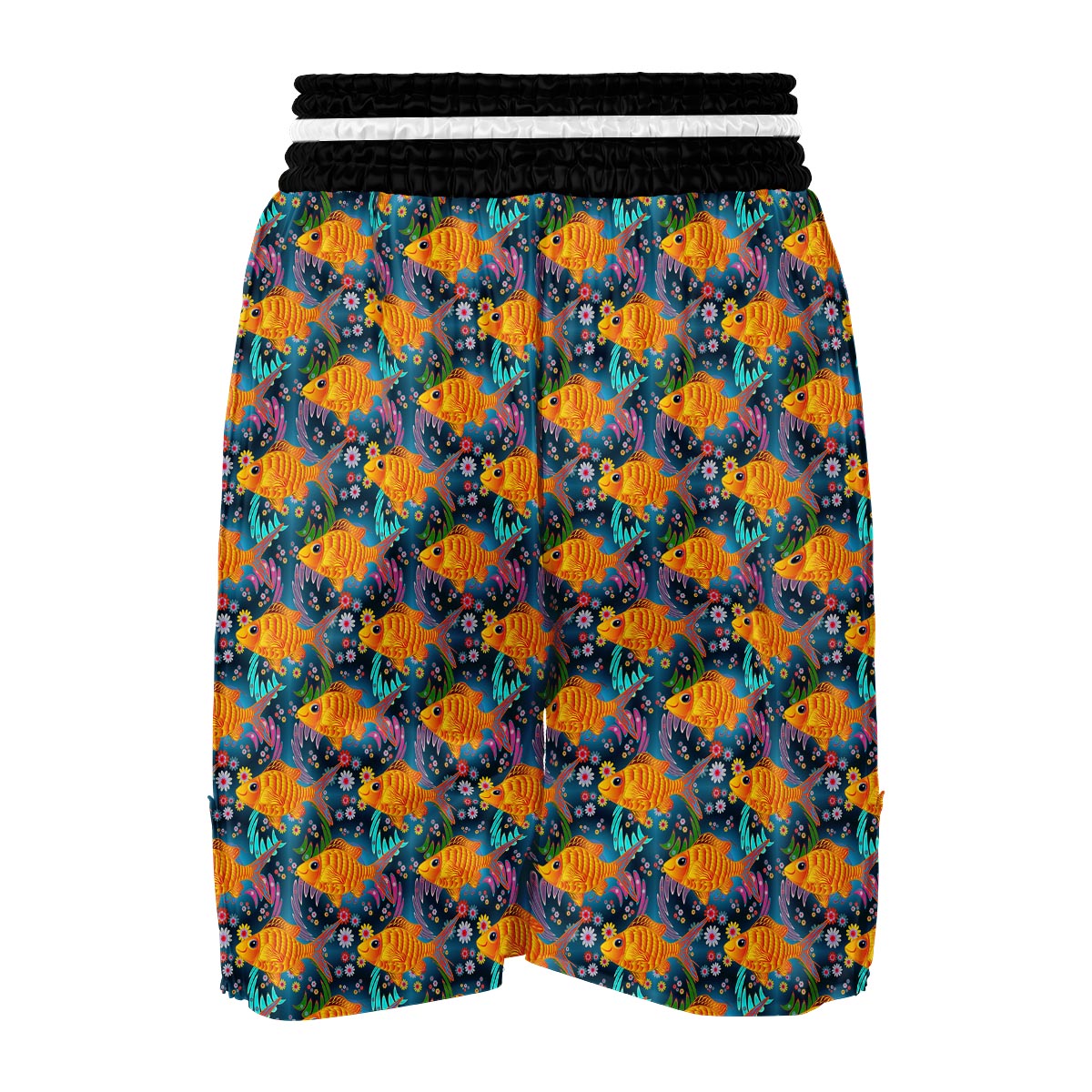 Goldfish Flower Pattern Print Boxing Shorts-grizzshop