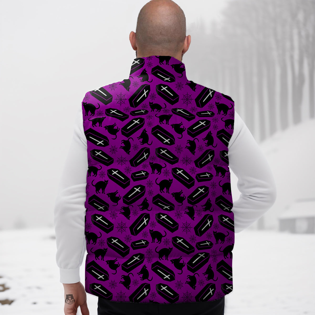 Goldfish Flower Pattern Print Down Vest