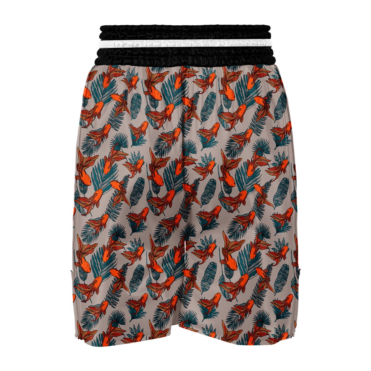 Goldfish Leaf Pattern Print Boxing Shorts-grizzshop