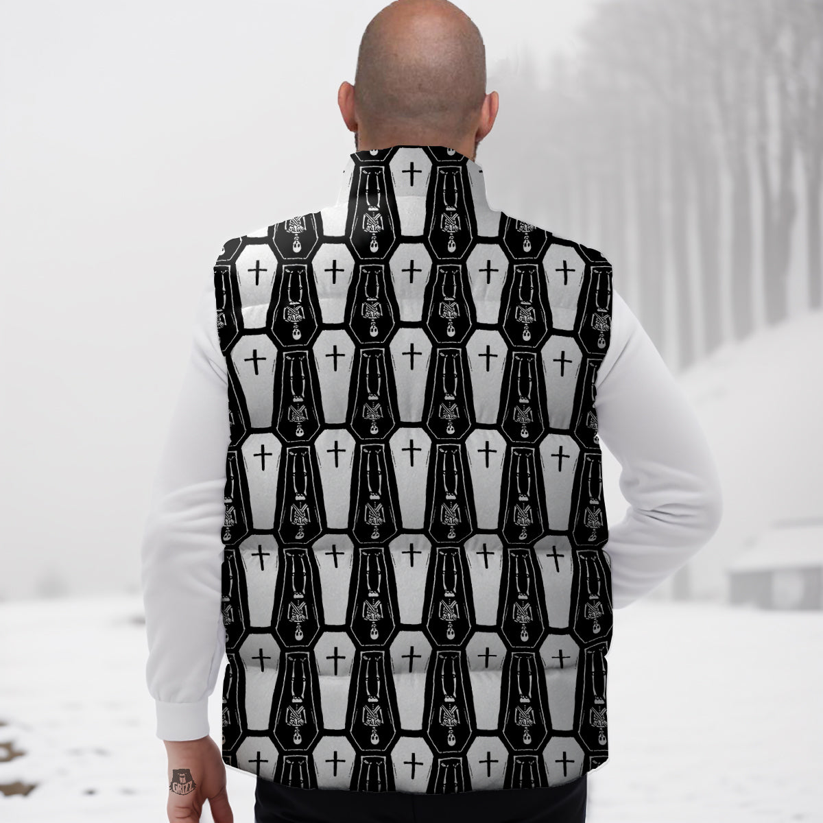 Goldfish Leaf Pattern Print Down Vest