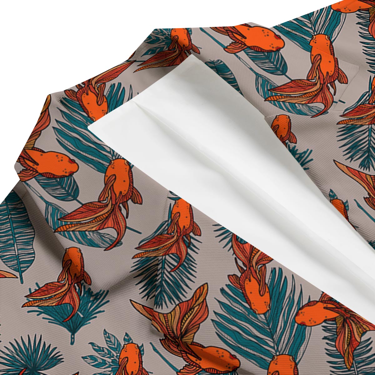 Goldfish Leaf Pattern Print Men's Blazer-grizzshop