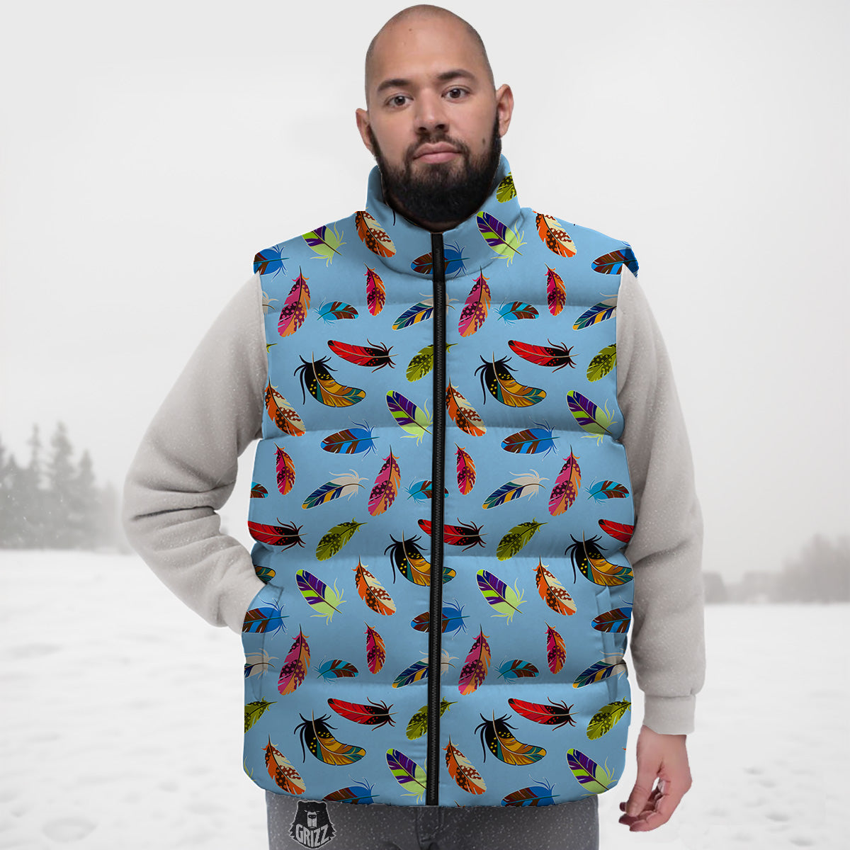 Goldfish Pattern Print Down Vest