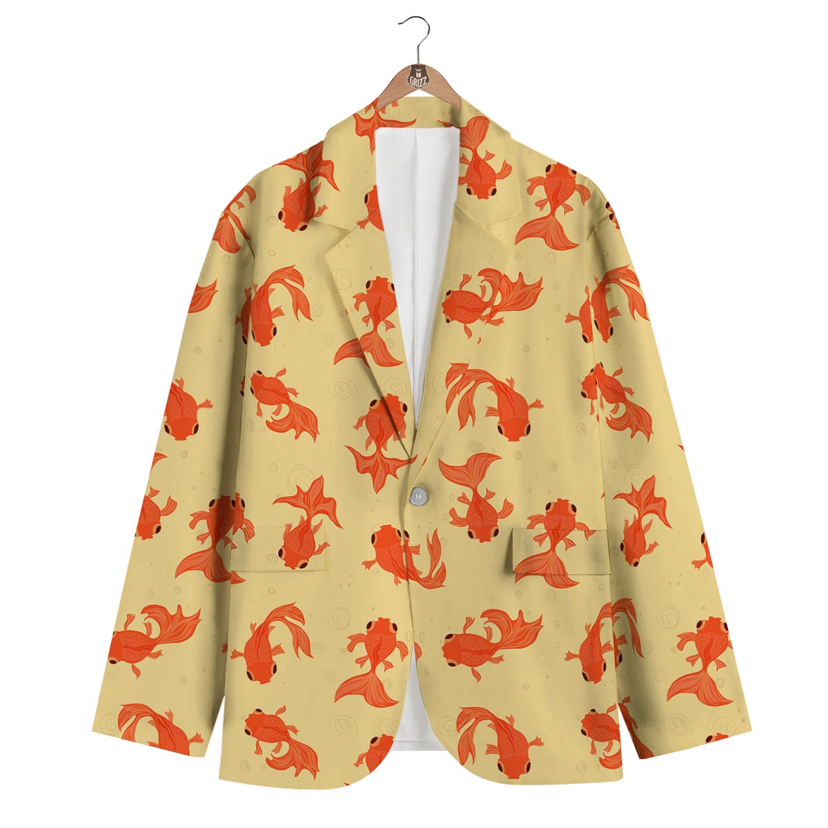 Goldfish Pattern Print Men's Blazer-grizzshop