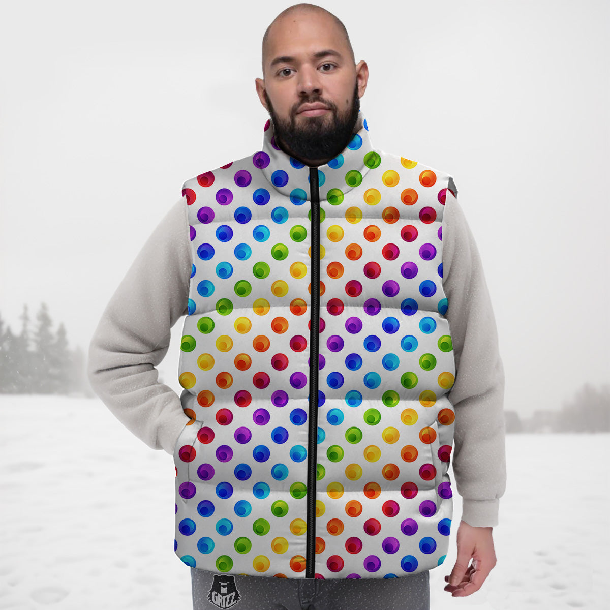 Goldfish Print Pattern Down Vest