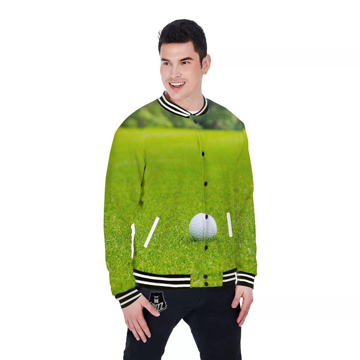 Golf Area Print Baseball Jacket-grizzshop