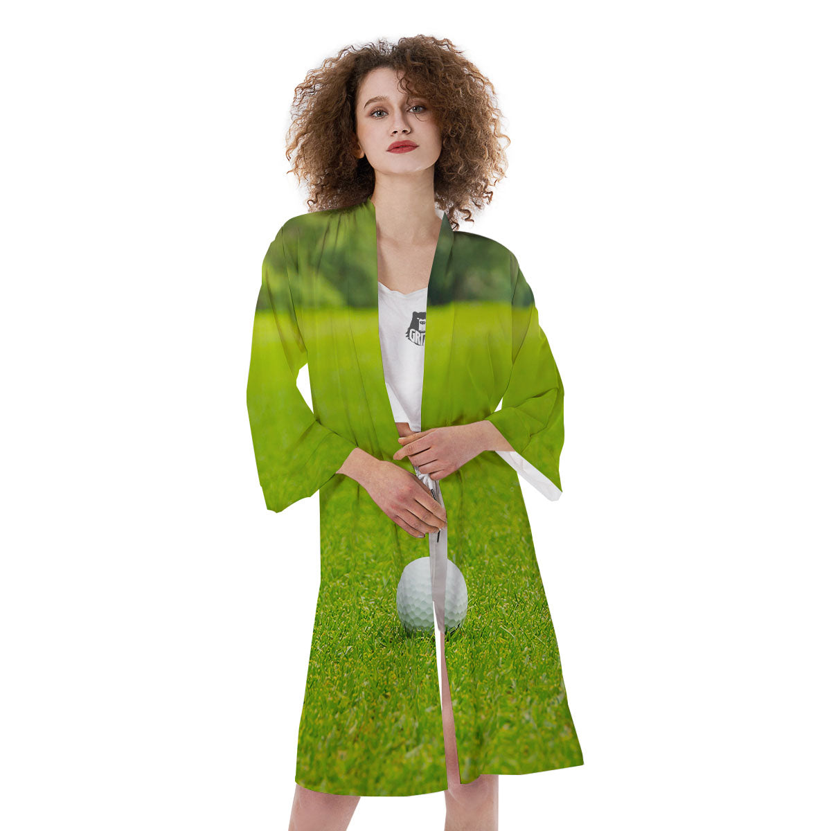Golf Area Print Kimono-grizzshop
