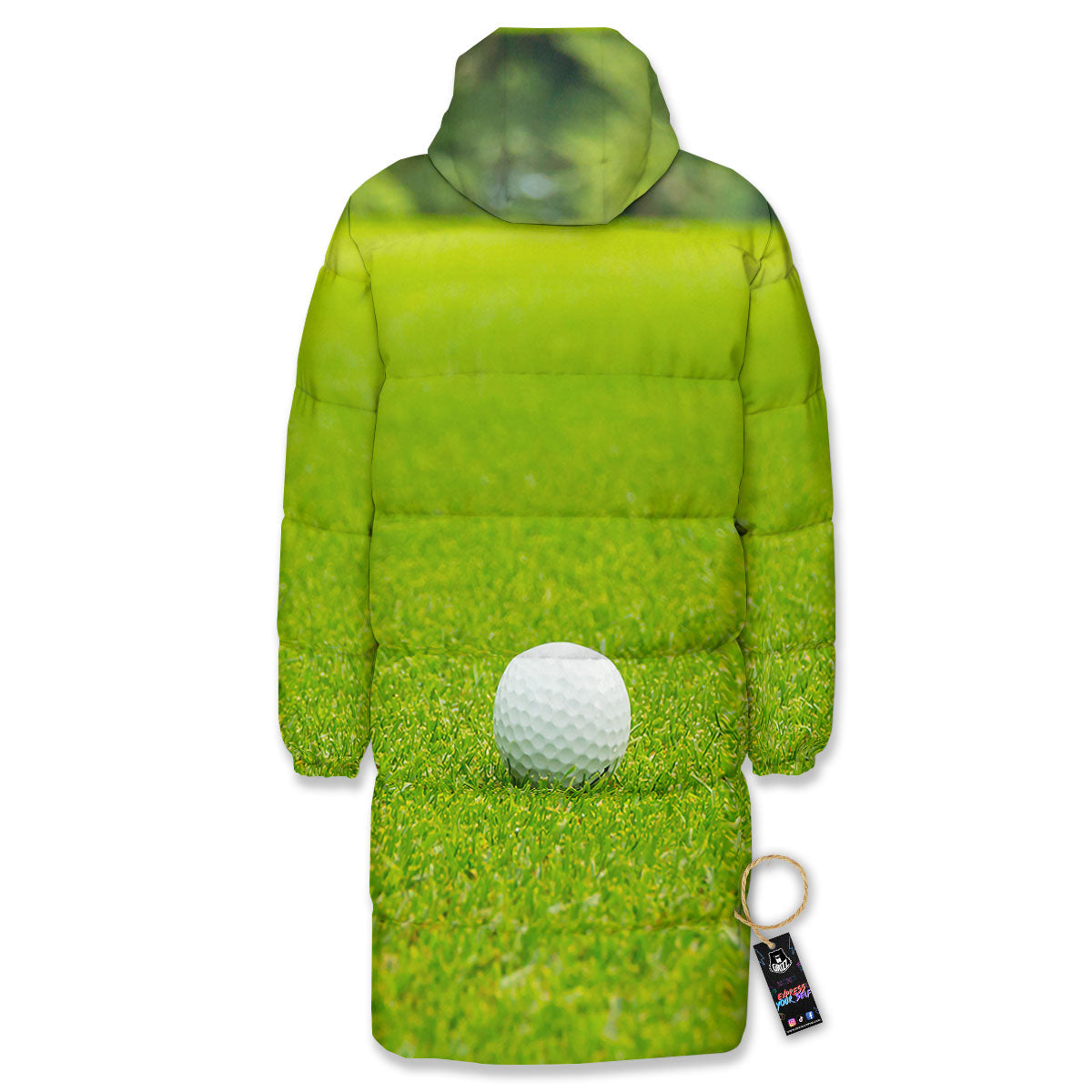 Golf Area Print Long Down Jacket-grizzshop