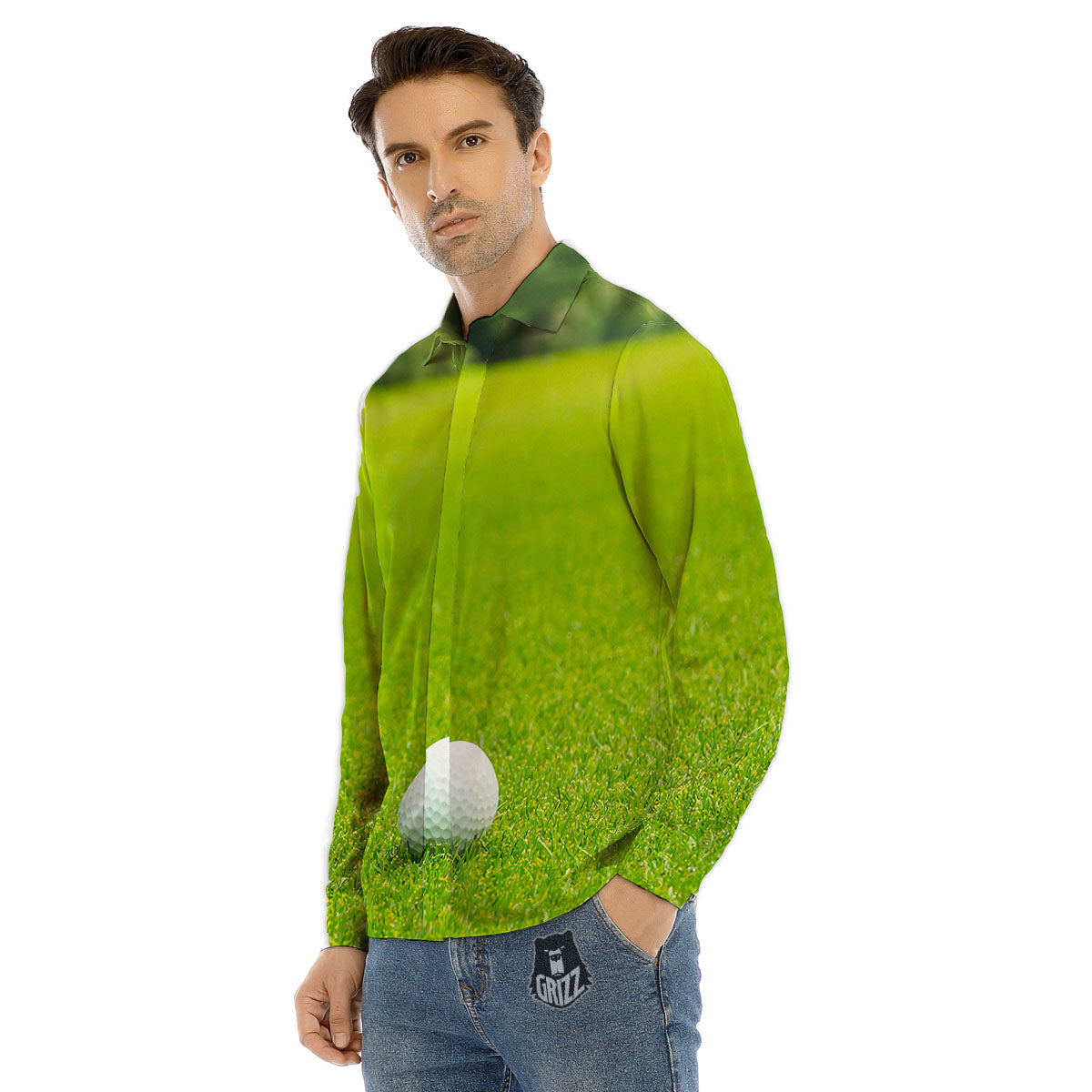 Golf Area Print Men's Dress Shirts-grizzshop