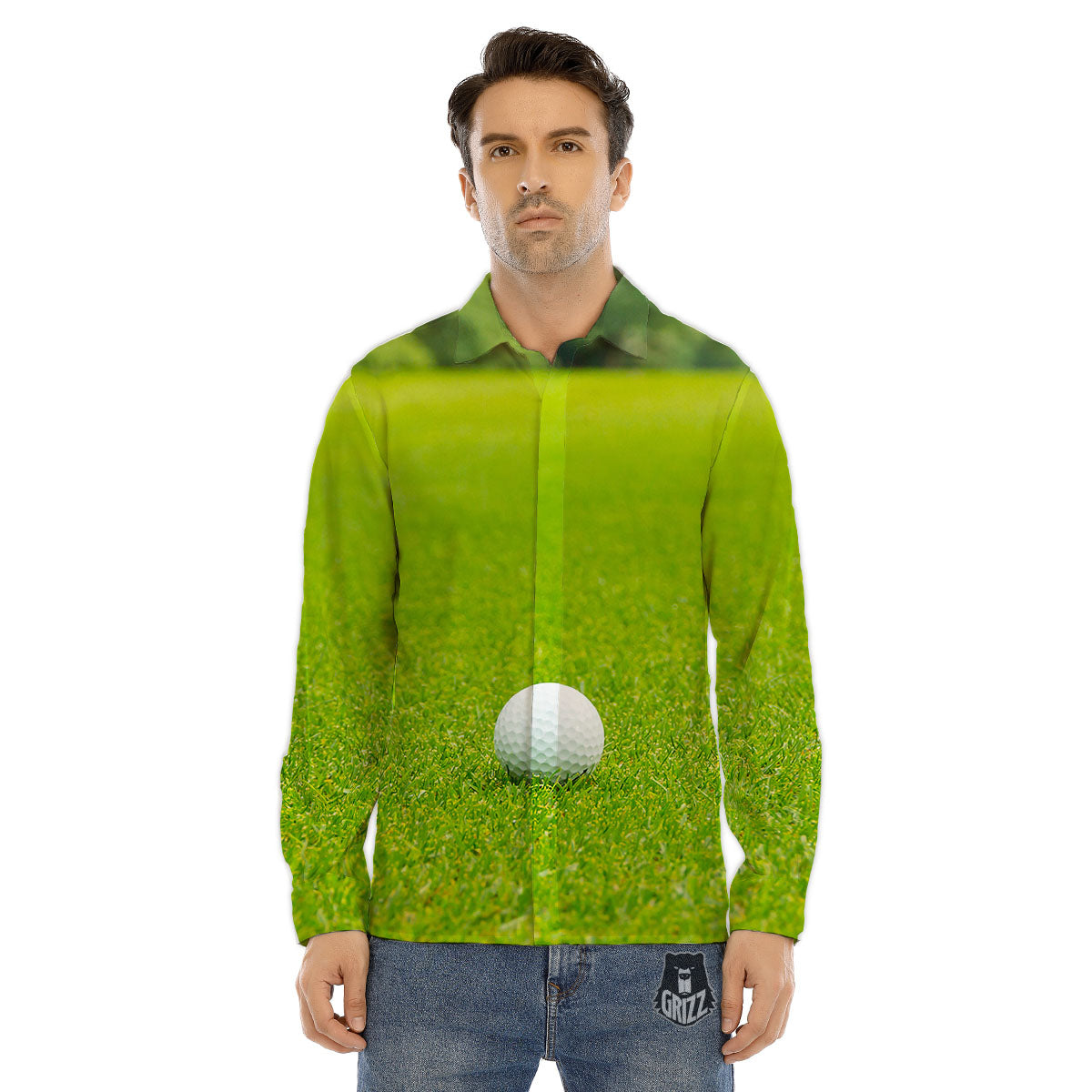 Golf Area Print Men's Dress Shirts-grizzshop