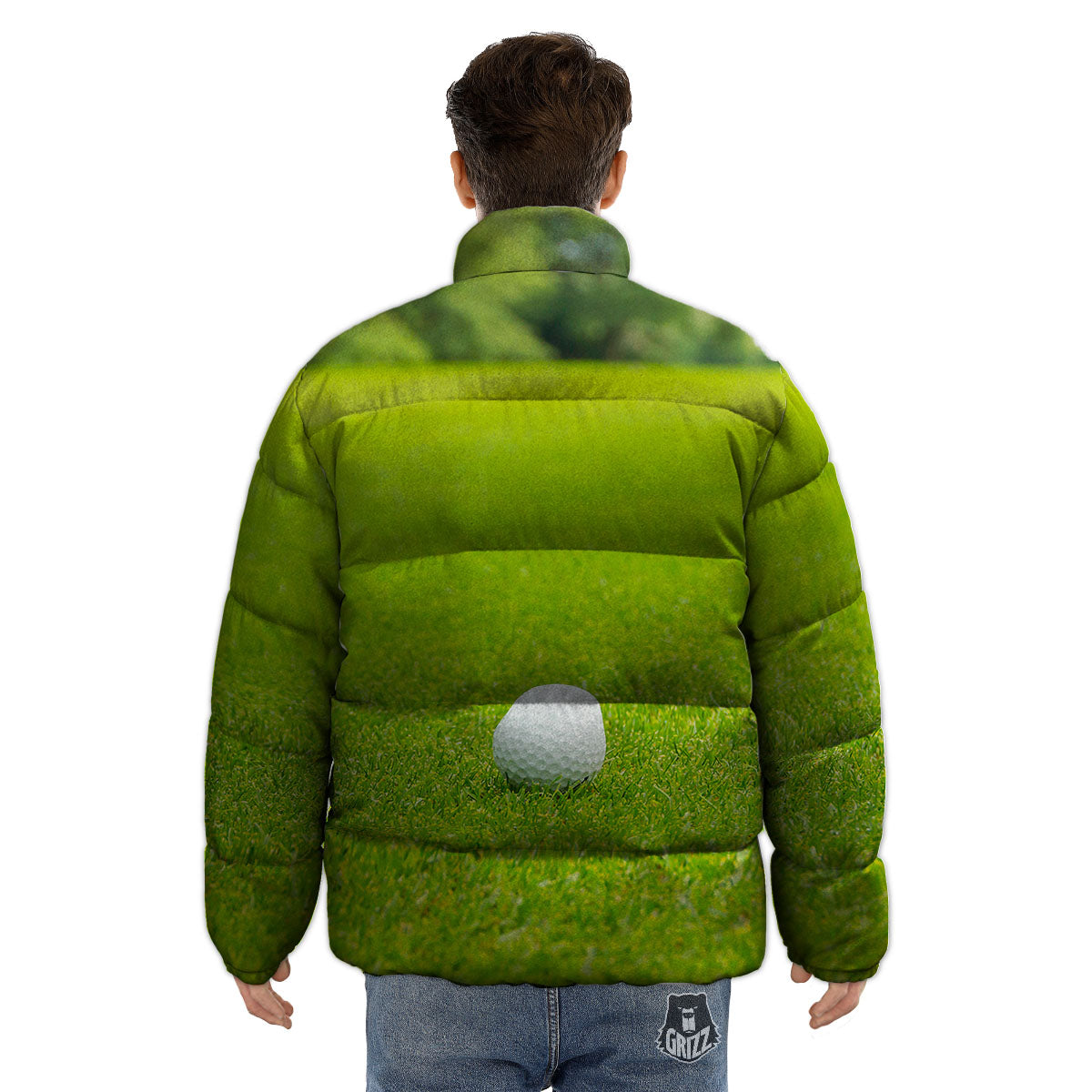 Golf Area Print Puffer Jacket-grizzshop